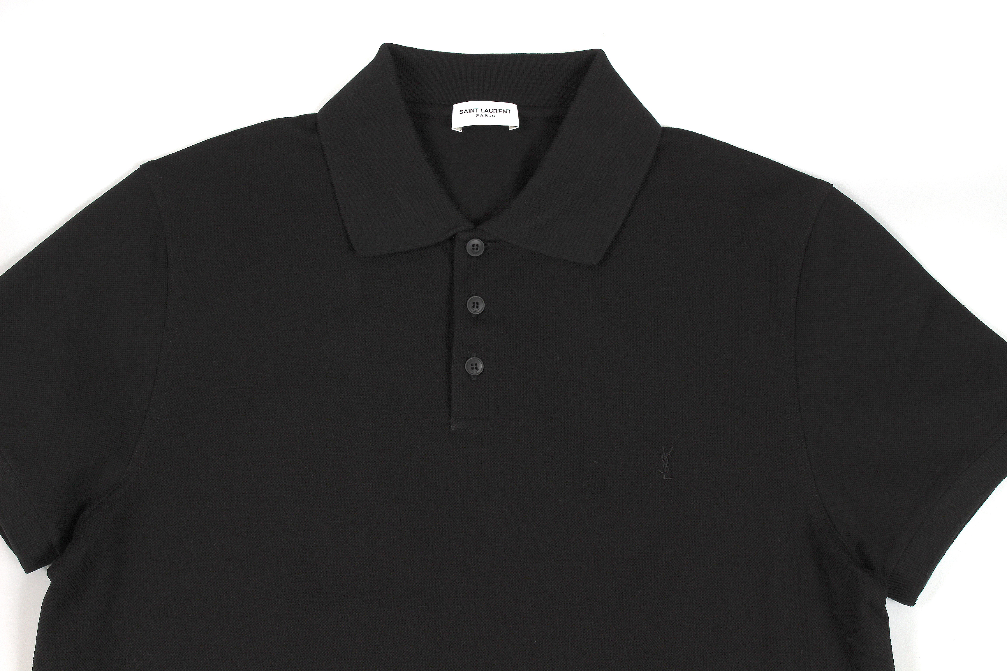 SAINT LAURENT (サンローラン) MONOGRAM POLO SHIRT (モノグラム ポロシャツ) COTTON PIQUE (コットンピケ) ポロシャツ BLACK (ブラック) Made in italy (イタリア製) 2022 愛知 名古屋 Alto e Diritto altoediritto アルトエデリット ポロ