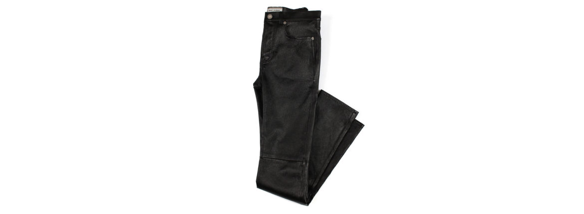 SAINT LAURENT (サンローラン) SKINNY-FIT STRETCH GRAIN LEATHER PANTS (スキニーフィット ストレッチ グレイン レザー パンツ) スキニー ストレッチ ラムレザー パンツ BLACK (ブラック) Made in italy (イタリア製) 2022 愛知 名古屋 Alto e Diritto altoediritto アルトエデリット レザーパンツ 革パン