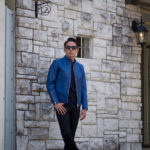 cuervo bopoha (クエルボ ヴァローナ) Satisfaction Leather Collection (サティスファクション レザー コレクション) RICHARD (リチャード) CALF SKIN (シュリンクカーフレザー) シングル ライダース ジャケット BLUE (ブルー) MADE IN JAPAN (日本製) 2022 【Special Model】【ご予約開始】のイメージ