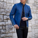 cuervo bopoha (クエルボ ヴァローナ) Satisfaction Leather Collection (サティスファクション レザー コレクション) RICHARD (リチャード) CALF SKIN (シュリンクカーフレザー) シングル ライダース ジャケット BLUE (ブルー) MADE IN JAPAN (日本製) 2022 【Special Model】【ご予約受付中】のイメージ