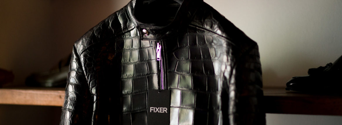 FIXER F2 CROCODILE SINGLE RIDERS Crocodile BLACK 【Special Special Special Model】納品 FIXER(フィクサー) F2 CROCODILE(エフツー クロコダイル) SINGLE RIDERS Crocodile クロコダイル エキゾチックレザー シングルライダース ジャケット BLACK 愛知 名古屋 Alto e Diritto altoediritto アルトエデリット