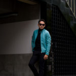 EMMETI (エンメティ) KELSO (ケルソ) NAPPA SILK (ナッパシルク) レザージャケット シングルライダース ジャケット TEAL SILVER (ティール×シルバー) Made in italy (イタリア製) 2022 秋冬 【Alto e Diritto限定】【Special Model】【ご予約受付中】のイメージ