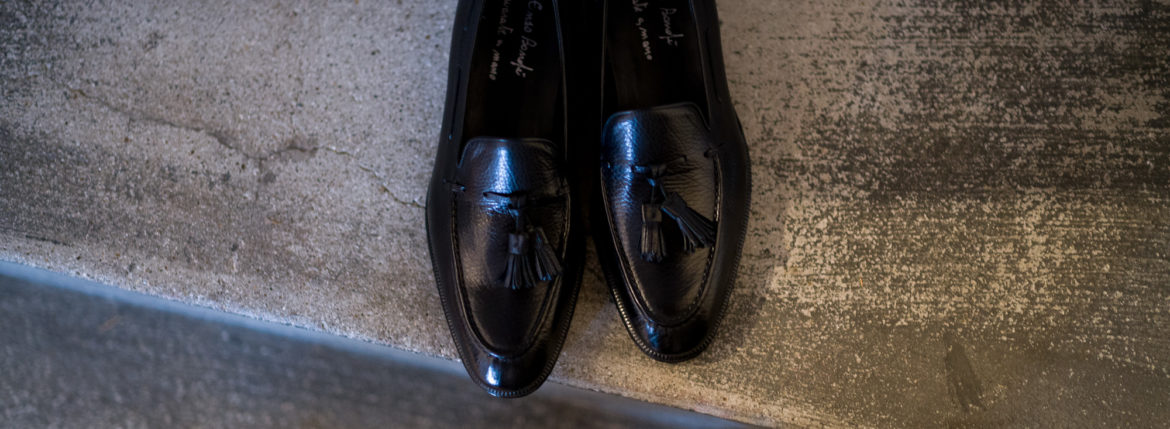 ENZO BONAFE(エンツォボナフェ) ART. EB-07 Tassel Loafer タッセルローファー LAMA LEATHER ラマレザー ドレスシューズ ローファー NERO(ブラック) made in italy (イタリア製) 2022 春夏新作 愛知 名古屋 Alto e Diritto altoediritto アルトエデリット シボ黒