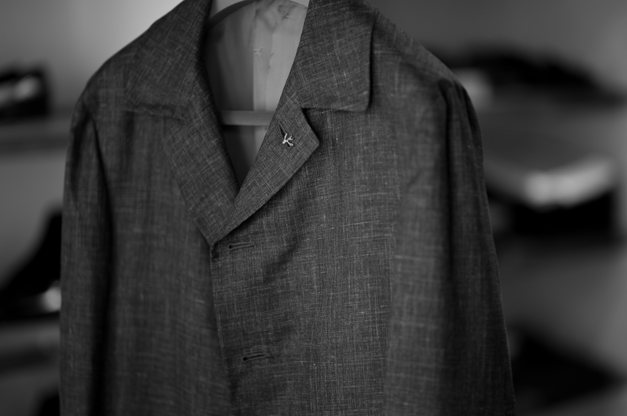 ISAIA "MADE TO MEASURE" CAPPOTTO "Silk,Cashmere,Linen" CHACOAL GRAY 2022SS イザイア オーダー カポット シルクカシミヤリネン チャコールグレー 2022春夏 カーコート リネンコート シルクコート カシミヤコート