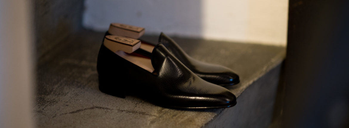 ENZO BONAFE "ART.3921" SLIP ON LAMA Leather NERO made in italy 2022 エンツォボナフェ スリッポン ラマレザー ドレスシューズ ブラック ローファー 愛知 名古屋 Alto e Diritto altoediritto アルトエデリット