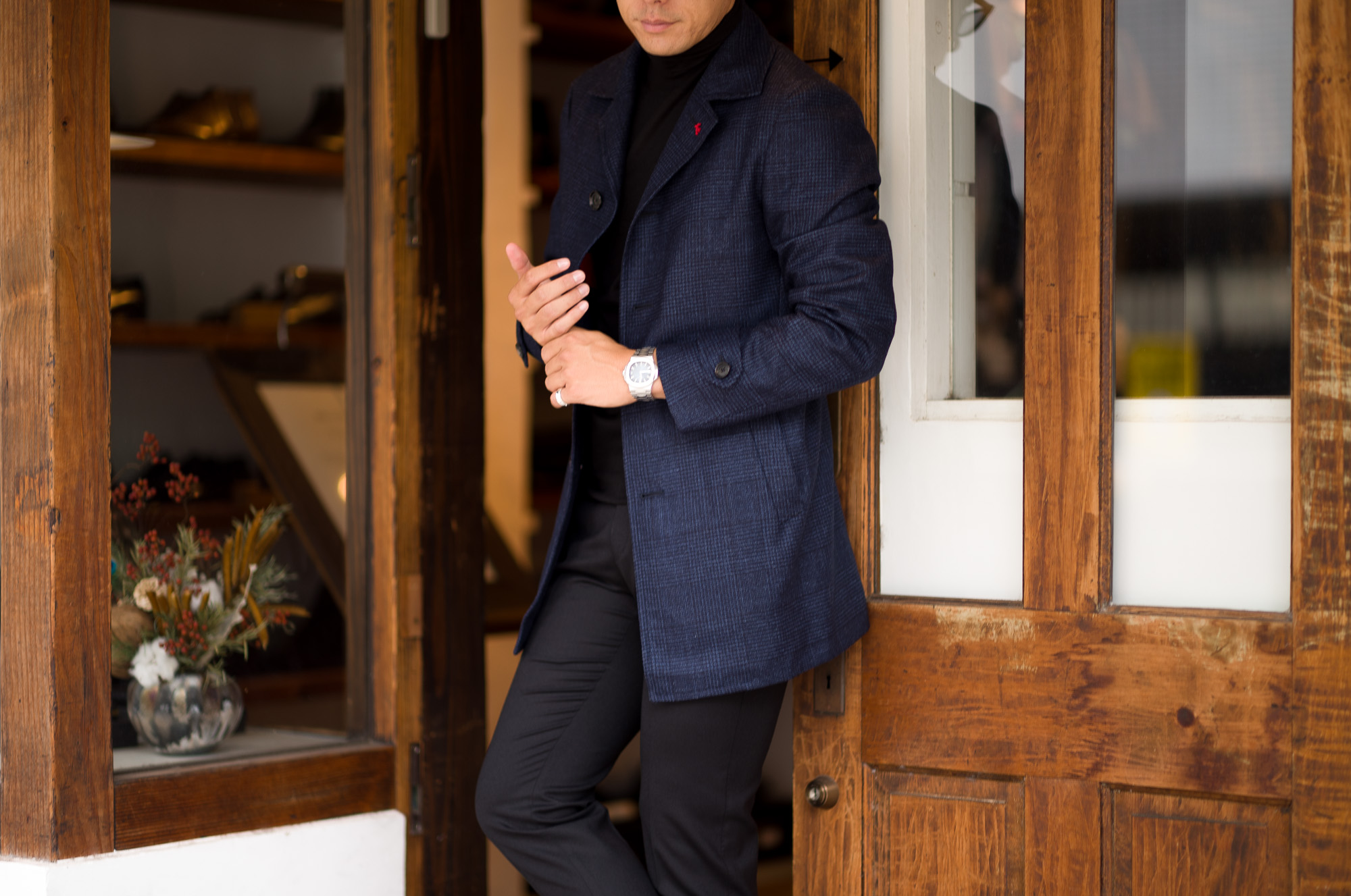 ISAIA(イザイア) CAPPOTTO(カポット) カシミヤ シルク カーコート NAVY(ネイビー) Made in italy (イタリア製) 2022秋冬【Special Model】愛知 名古屋 Alto e Diritto altoediritto アルトエデリット イザイア オーダー会 受注会