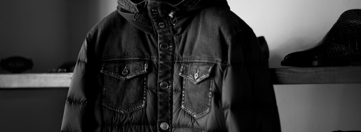 MOORER "TURATO-106S" Bomber Down Jacket NERO 2022AW ムーレー トゥラートオ 106S ボンバーダウンジャケットデニム×グースダウン　ブラック 愛知 名古屋 Alto e Diritto altoediritto アルトエデリット