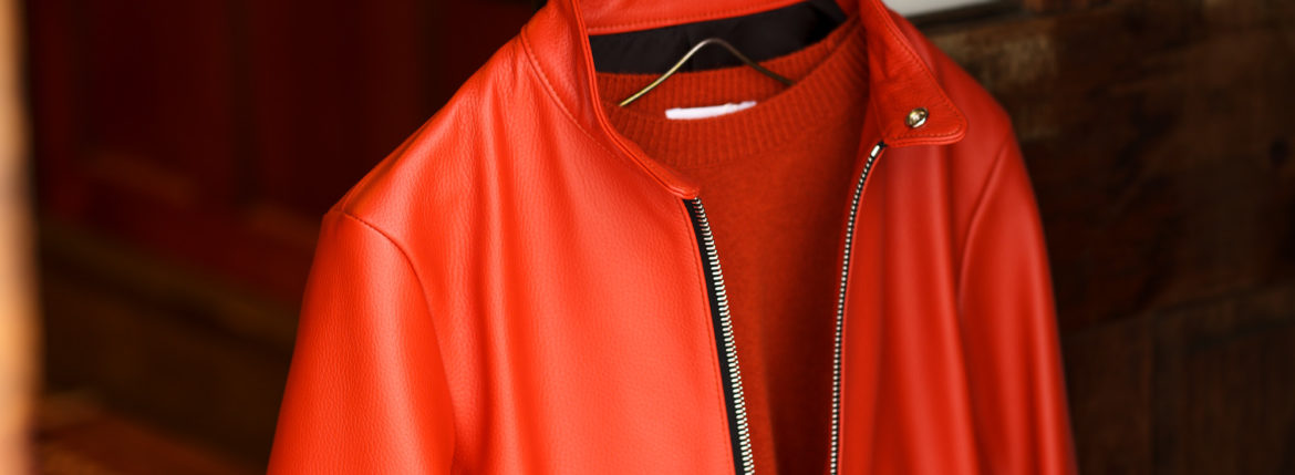 cuervo bopoha RICHARD CALF SKIN “ORANGE” × RENCONTRANT Cashmere Crew Neck Sweater “RAGING BULL”のイメージ