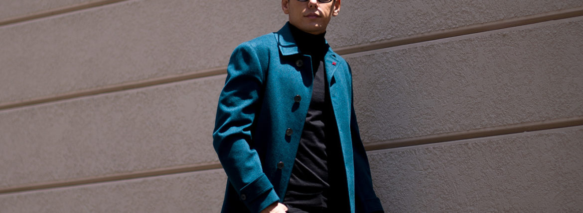 ISAIA (イザイア) CAPPOTTO (カッポット) Gruppo 7 カシミア カーコート BLUE GREEN (ブルー グリーン・540) Made in italy (イタリア製) 2022秋冬 【Special Model】 愛知 名古屋 Alto e Diritto altoediritto アルトエデリット カシミヤジャケット カシミアジャケット