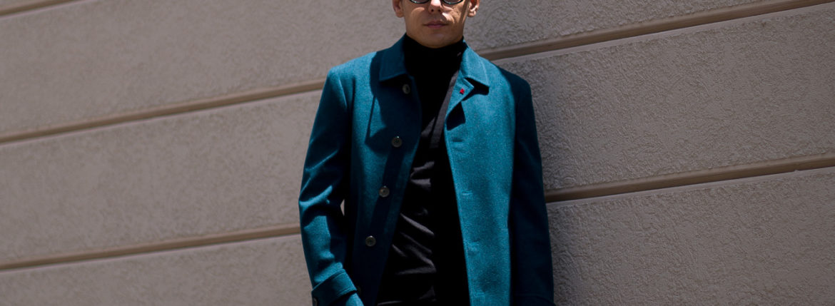 ISAIA (イザイア) CAPPOTTO (カッポット) Gruppo 7 カシミア カーコート BLUE GREEN (ブルー グリーン・540) Made in italy (イタリア製) 2022秋冬 【Special Model】 愛知 名古屋 Alto e Diritto altoediritto アルトエデリット カシミヤジャケット カシミアジャケット