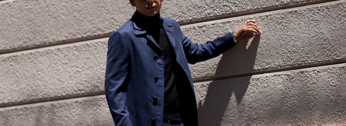 ISAIA(イザイア) CAPPOTTO(カポット) シルク カシミヤ リネン カーコート NAVY(ネイビー) Made in italy (イタリア製) 2022秋冬【Special Model】愛知 名古屋 Alto e Diritto altoediritto アルトエデリット