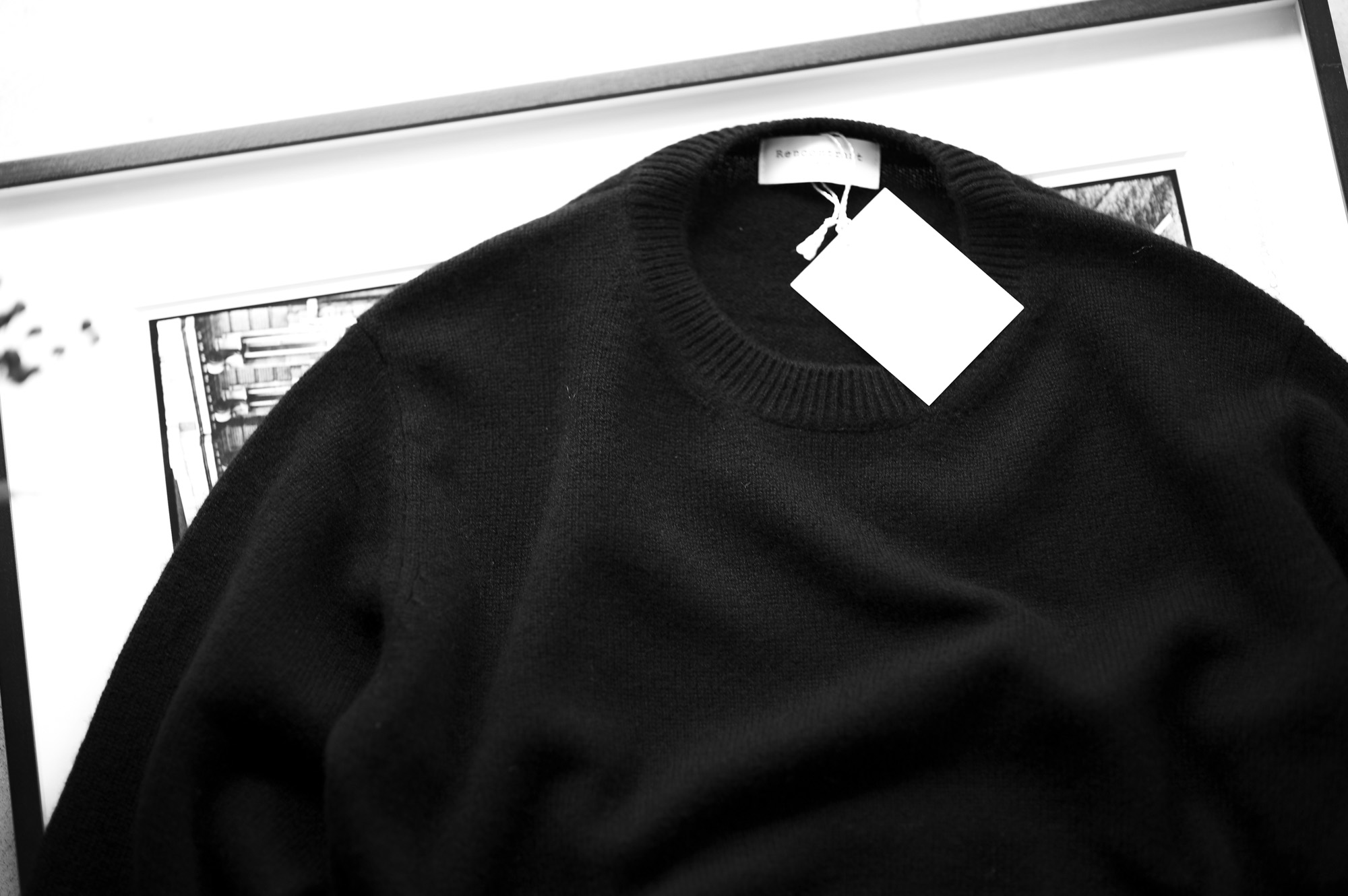 RENCONTRANT (レンコントラント) Cashmere Sweater ミドルゲージ カシミヤクルーネックセーター BLACK (ブラック) 愛知 名古屋 Alto e Diritto altoediritto アルトエデリット カシミア