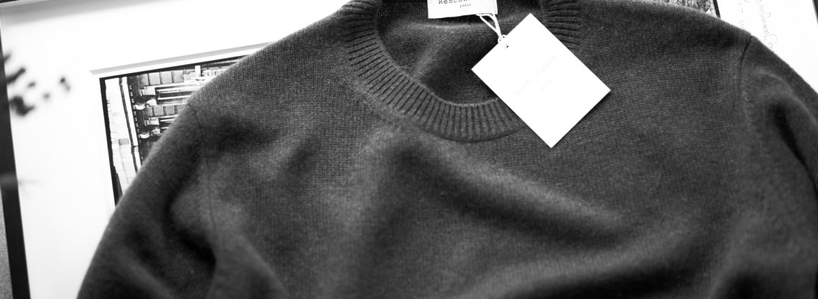 RENCONTRANT (レンコントラント) Cashmere Sweater ミドルゲージ カシミヤクルーネックセーター BLUE (ブルー) 愛知 名古屋 Alto e Diritto altoediritto アルトエデリット カシミア