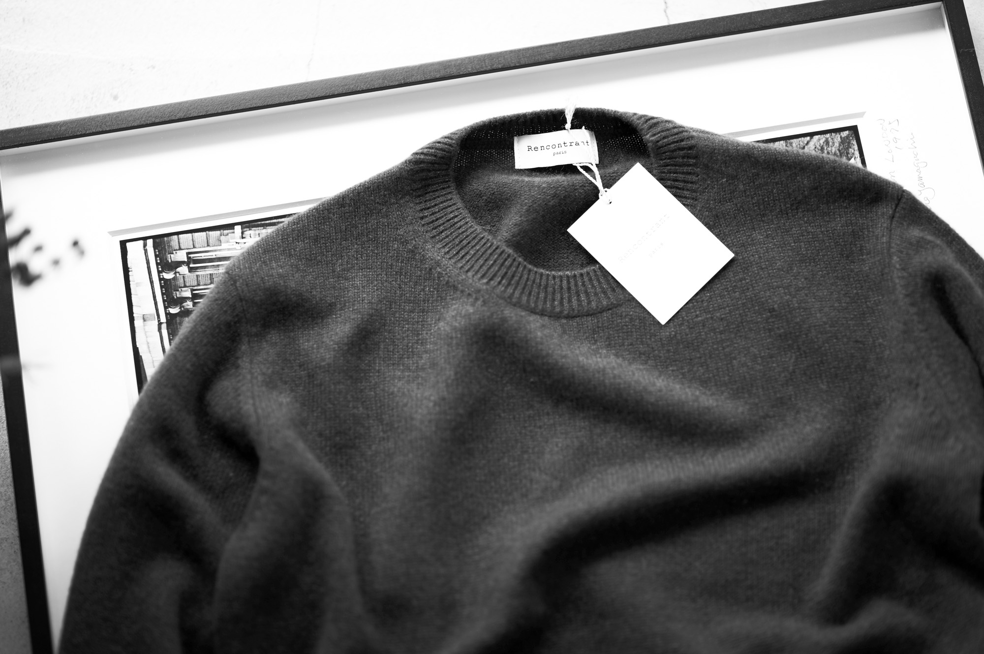 RENCONTRANT (レンコントラント) Cashmere Sweater ミドルゲージ カシミヤクルーネックセーター ATRANTIC DEEP (ブルー) 愛知 名古屋 Alto e Diritto altoediritto アルトエデリット カシミア