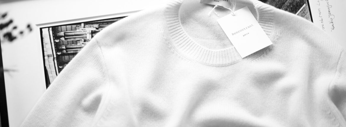 RENCONTRANT (レンコントラント) Cashmere Sweater ミドルゲージ カシミヤクルーネックセーター WHITE (ホワイト) 愛知 名古屋 Alto e Diritto altoediritto アルトエデリット カシミア