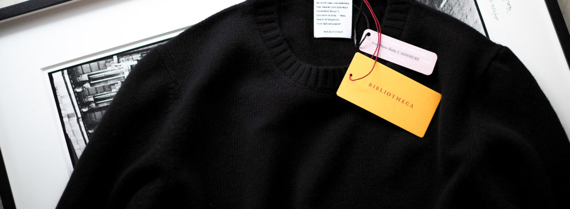 BIBLIOTHECA (ビブリオテカ) Baby Cashmere Crew Neck Sweater (ベビーカシミヤ クルーネック セーター) Loropiana (ロロピアーナ) Baby Cashmere 100% 7ゲージ ベビーカシミヤ ニット セーター BLACK (ブラック・22) MADE IN ITALY (イタリア製) 2022秋冬新作のイメージ