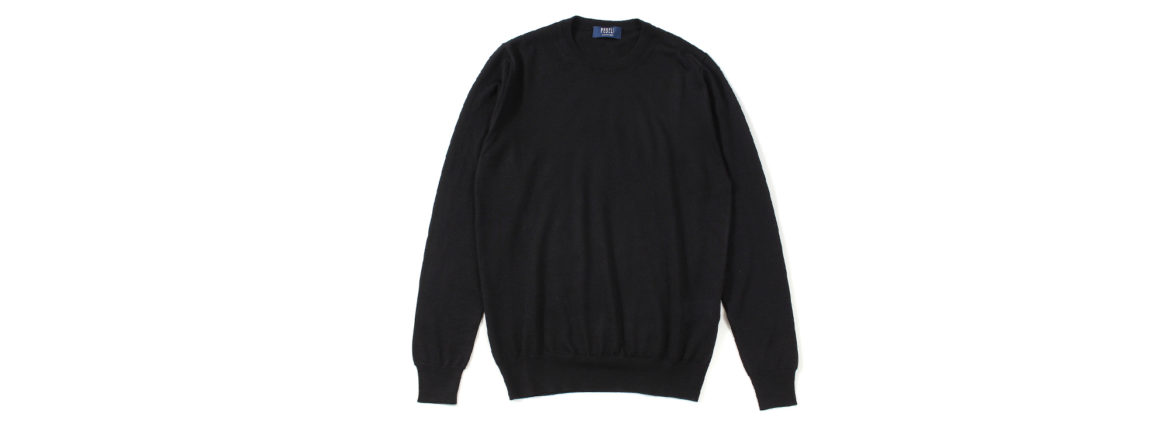 FEDELI (フェデリ) Silk Cashmere Crew Neck Sweater シルクカシミア クルーネック セーター BLACK (ブラック・9) made in italy (イタリア製) 2022 秋冬新作のイメージ