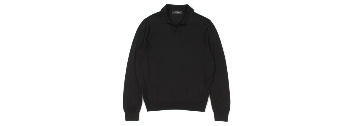 Gran Sasso (グランサッソ) Silk Knit Skipper Sweater (シルク ニット スキッパー セーター) SETA (シルク 100%) シルクニット スキッパー セーター BLACK (ブラック・099) made in italy (イタリア製) 2022秋冬新作 愛知 名古屋 Alto e Diritto altoediritto アルトエデリット