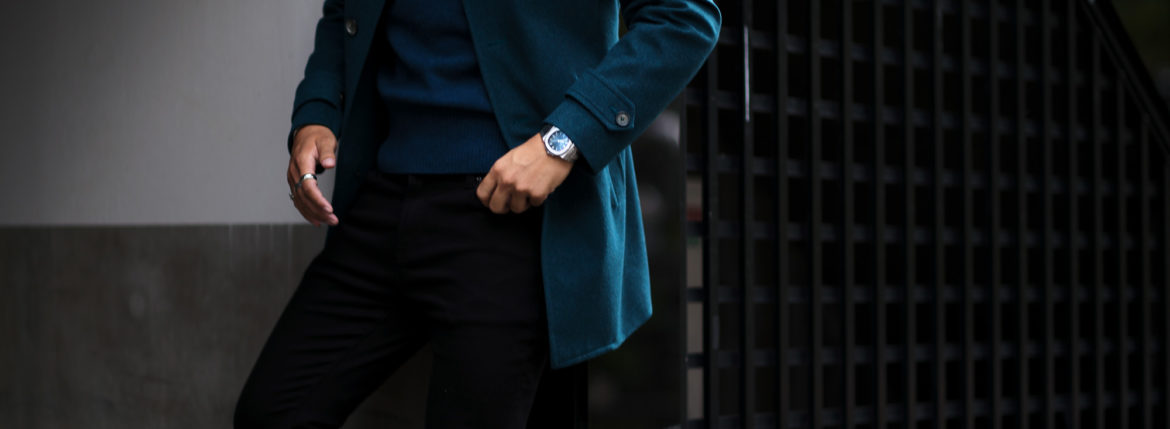 ISAIA CAPPOTTO CASHMERE “BLUE GREEN” × RENCONTRANT Cashmere Crew Neck Sweater “ATRANTIC DEEP” × PATEK PHILIPPE Nautilus 5711/1A “Blue Dial”のイメージ