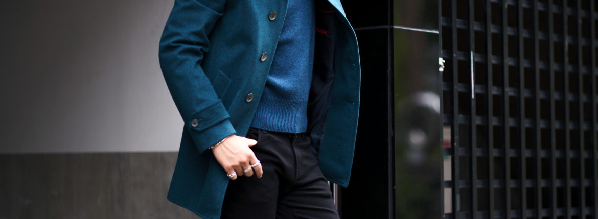 ISAIA (イザイア) CAPPOTTO (カッポット) Gruppo 7 カシミア カーコート BLUE GREEN (ブルー グリーン・540) Made in italy (イタリア製) 2022秋冬 【Special Model】 愛知 名古屋 Alto e Diritto altoediritto アルトエデリット カシミヤジャケット カシミアジャケット