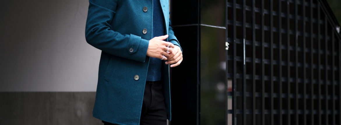 ISAIA (イザイア) CAPPOTTO (カッポット) Gruppo 7 カシミア カーコート BLUE GREEN (ブルー グリーン・540) Made in italy (イタリア製) 2022秋冬 【Special Model】 愛知 名古屋 Alto e Diritto altoediritto アルトエデリット カシミヤジャケット カシミアジャケット