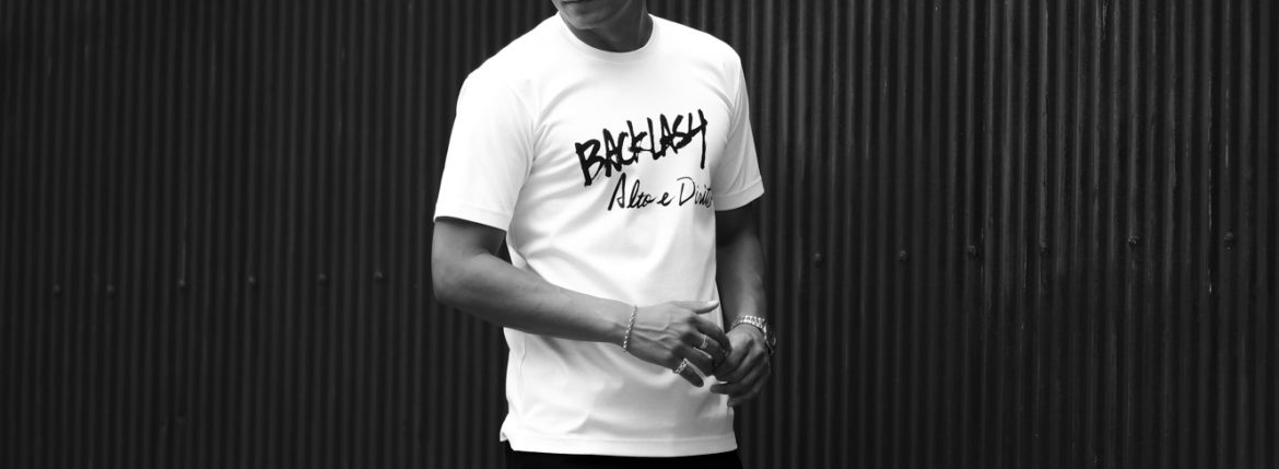 “ISAMUKATAYAMA BACKLASH × Alto e Diritto” Crew Neck T-shirt WHITE【Special Model】【Alto e Diritto別注】【片山氏直筆スペシャルプリント】のイメージ
