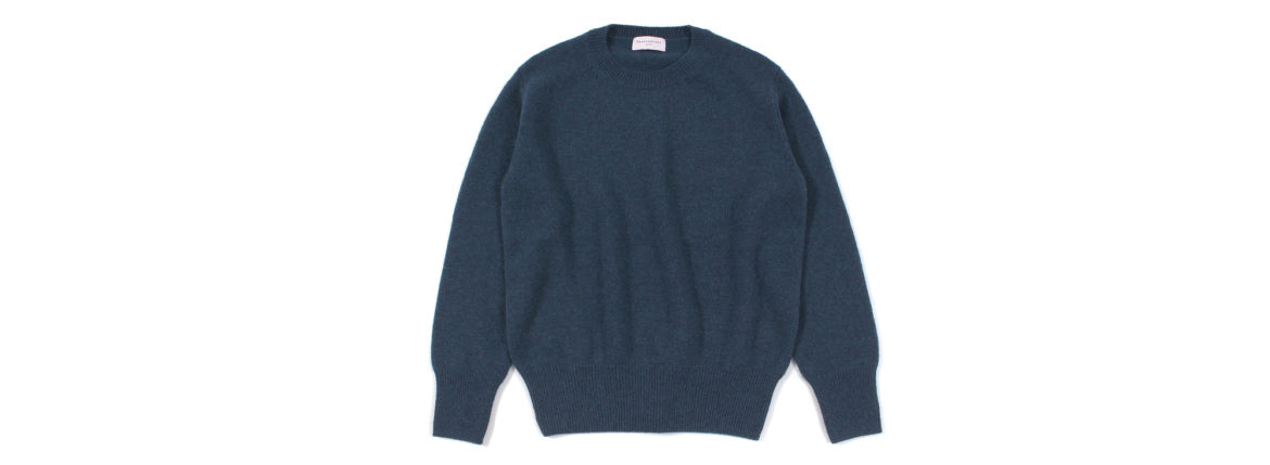 RENCONTRANT (レンコントラント) Cashmere Crew Neck Sweater (クルーネック セーター) Cashmere 100% ミドルゲージ カシミヤ ニット セーター ATRANTIC DEEP (ブルー) MADE IN JAPAN (日本製) 2022 秋冬新作 【入荷しました】【フリー分発売開始】愛知 名古屋 Alto e Diritto altoediritto アルトエデリット