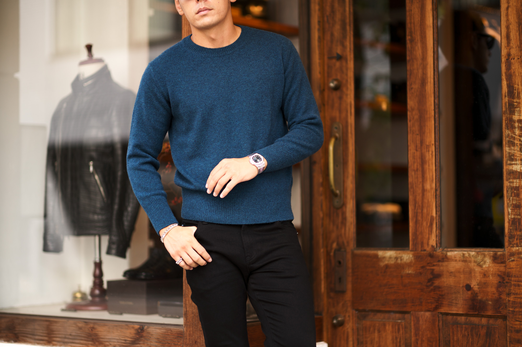 限定品 ステファノリッチ メンズ ニット セーター アウター Polo Sweater dark blue
