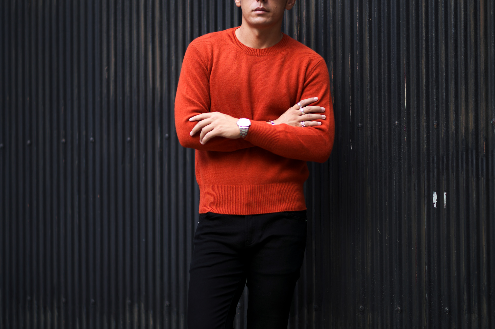 RENCONTRANT (レンコントラント) Cashmere Crew Neck Sweater (クルーネック セーター) Cashmere 100% ミドルゲージ カシミヤ ニット セーター RAGING BULL (オレンジ) MADE IN JAPAN (日本製) 2022 秋冬新作 【入荷しました】【フリー分発売開始】愛知 名古屋 Alto e Diritto altoediritto アルトエデリット