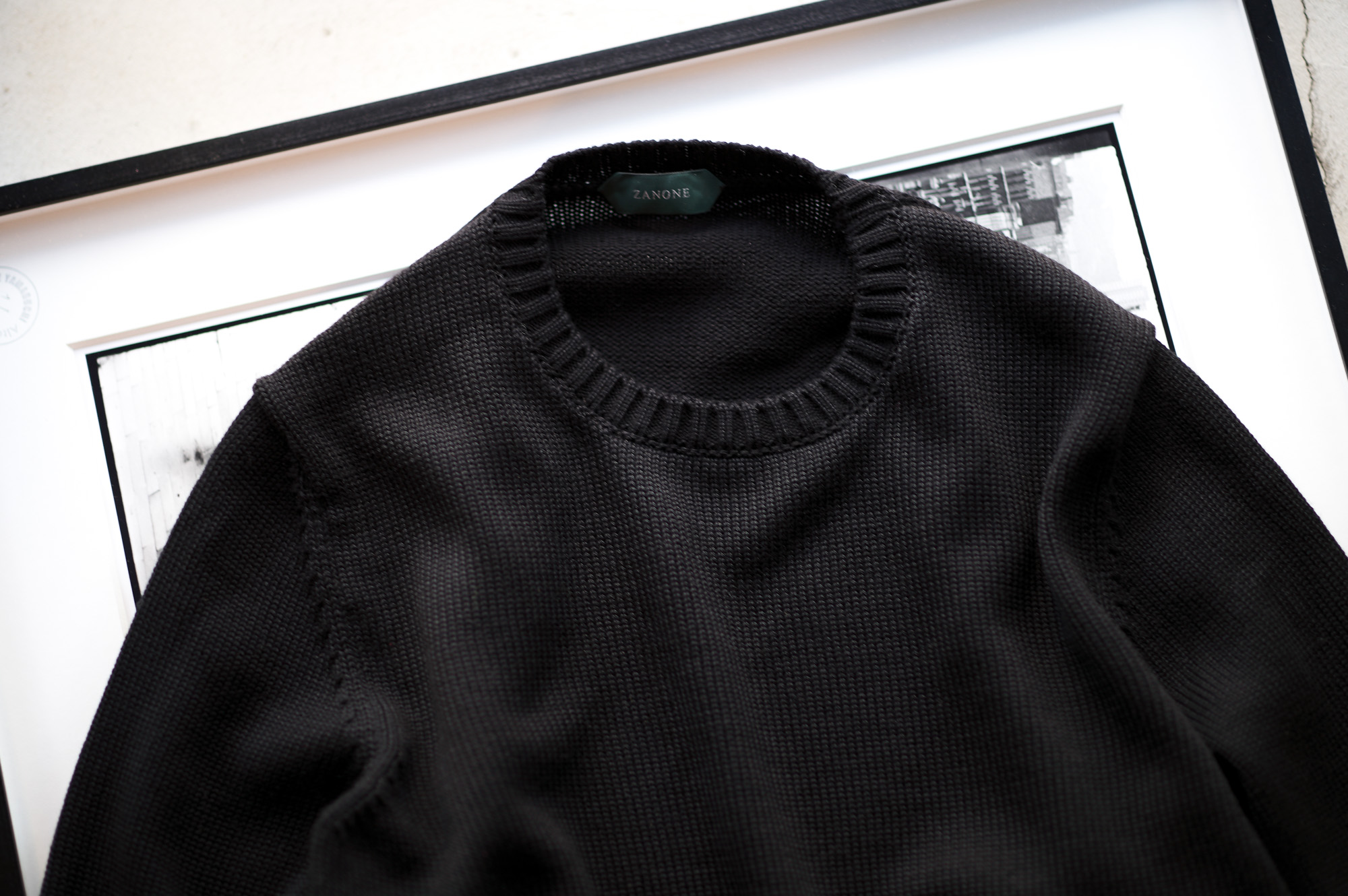 ZANONE (ザノーネ) Crew Neck Sweater (クルーネック セーター) VIRGIN WOOL 100% 5ゲージ ウールニット セーター BLACK (ブラック・Z0015) 2022秋冬新作 愛知 名古屋 Alto e Diritto altoediritto アルトエデリット