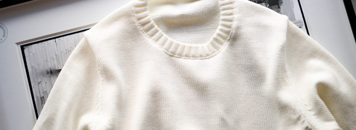 ZANONE (ザノーネ) Crew Neck Sweater (クルーネック セーター) VIRGIN WOOL 100% 5ゲージ ウールニット セーター WHITE (ホワイト・Z3623) 2022秋冬新作 愛知 名古屋 Alto e Diritto altoediritto アルトエデリット