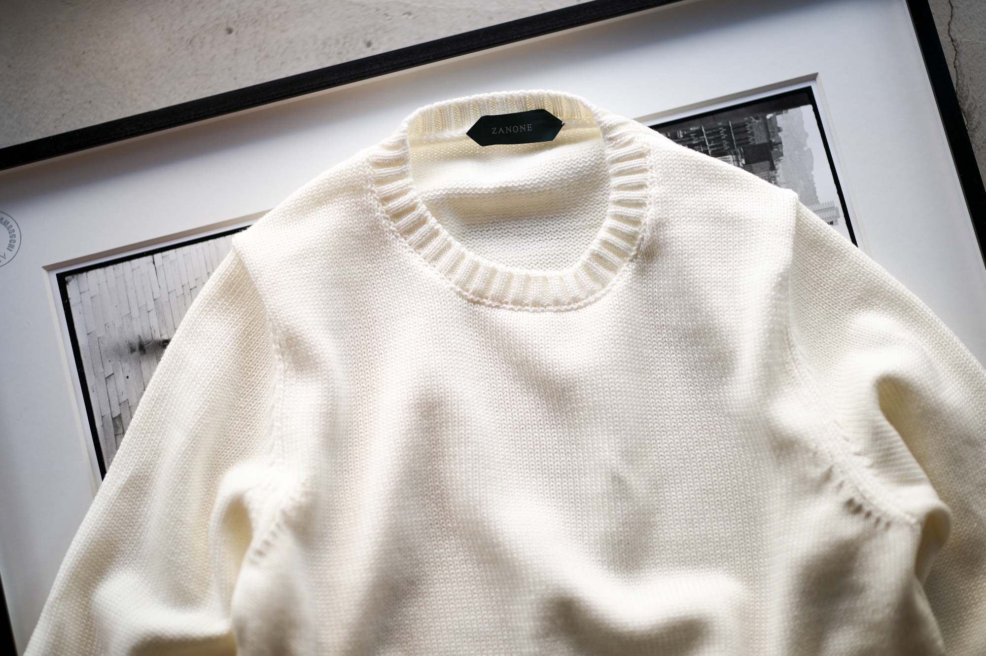 ZANONE (ザノーネ) Crew Neck Sweater (クルーネック セーター) VIRGIN WOOL 100% 5ゲージ ウールニット セーター WHITE (ホワイト・Z3623) 2022秋冬新作 愛知 名古屋 Alto e Diritto altoediritto アルトエデリット