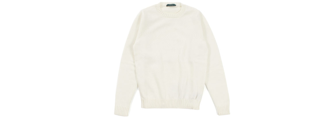 ZANONE (ザノーネ) Crew Neck Sweater (クルーネック セーター) VIRGIN WOOL 100% 5ゲージ ウールニット セーター WHITE (ホワイト・Z3623) 2022秋冬新作 愛知 名古屋 Alto e Diritto altoediritto アルトエデリット