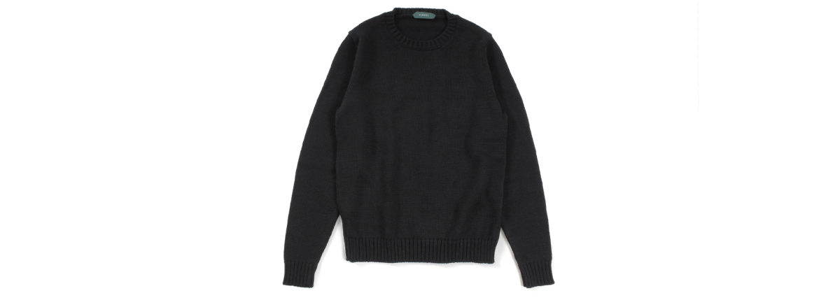 ZANONE (ザノーネ) Crew Neck Sweater (クルーネック セーター) VIRGIN WOOL 100% 5ゲージ ウールニット セーター BLACK (ブラック・Z0015) 2022秋冬新作 愛知 名古屋 Alto e Diritto altoediritto アルトエデリット