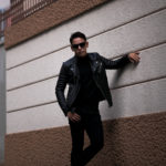 1PIU1UGUALE3 (ウノピュウノウグァーレトレ) SEMI W-RIDERS (セミダブルライダース) STRETCH LAMB (ストレッチラム) レザー セミダブルライダース BLACK (ブラック) MADE IN JAPAN (日本製) 2022秋冬新作 【入荷しました】【フリー分発売開始】のイメージ