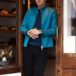 cuervo bopoha (クエルボ ヴァローナ) Satisfaction Leather Collection (サティスファクション レザー コレクション) RICHARD (リチャード) CALF SKIN (シュリンクカーフレザー) シングル ライダース ジャケット TURQUOISE (ターコイズ) MADE IN JAPAN (日本製) 2022 【Special Model】【ご予約受付中】のイメージ