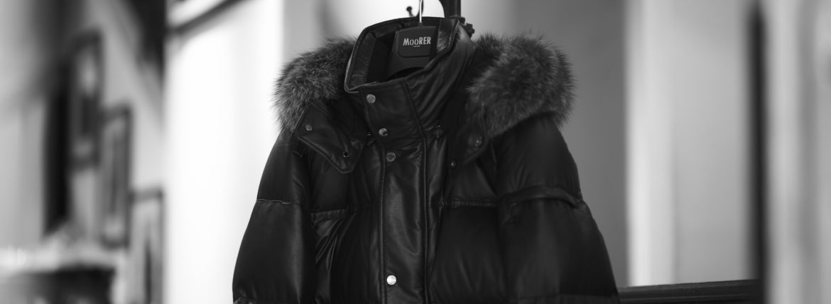 MOORER "ODISSEO-PEF" Leather Down Jacket NERO 2022秋冬 【Alto e Diritto別注】【Special Special Special Model】 ムーレー レザーダウンジャケット ラクーンファー ダウン 愛知 名古屋 Alto e Diritto altoediritto アルトエデリット