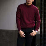 RIVORA (リヴォラ) SIDE CABLE Mock Neck Pull-Over (サイドケーブル モックネック プルオーバー) SUPER120s Wool サイドケーブル ウール モックネック セーター BORDEAUX (ボルドー・150) MADE IN JAPAN (日本製) 2022秋冬新作のイメージ