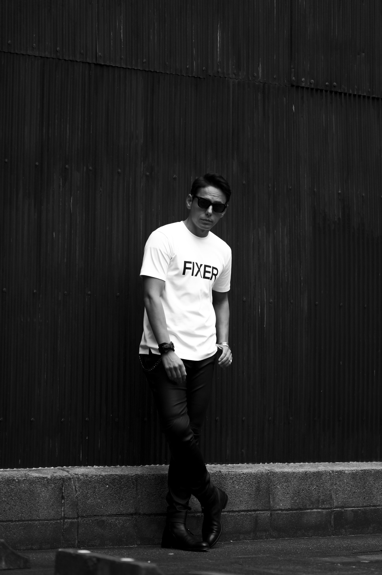 FIXER FTS-02 Print Crew Neck T-shirt WHITE 【Special Model】【東京限定】フィクサー プリントTシャツ ホワイト ブラックロゴ 愛知 名古屋 Alto e Diritto altoediritto アルトエデリット 東京限定