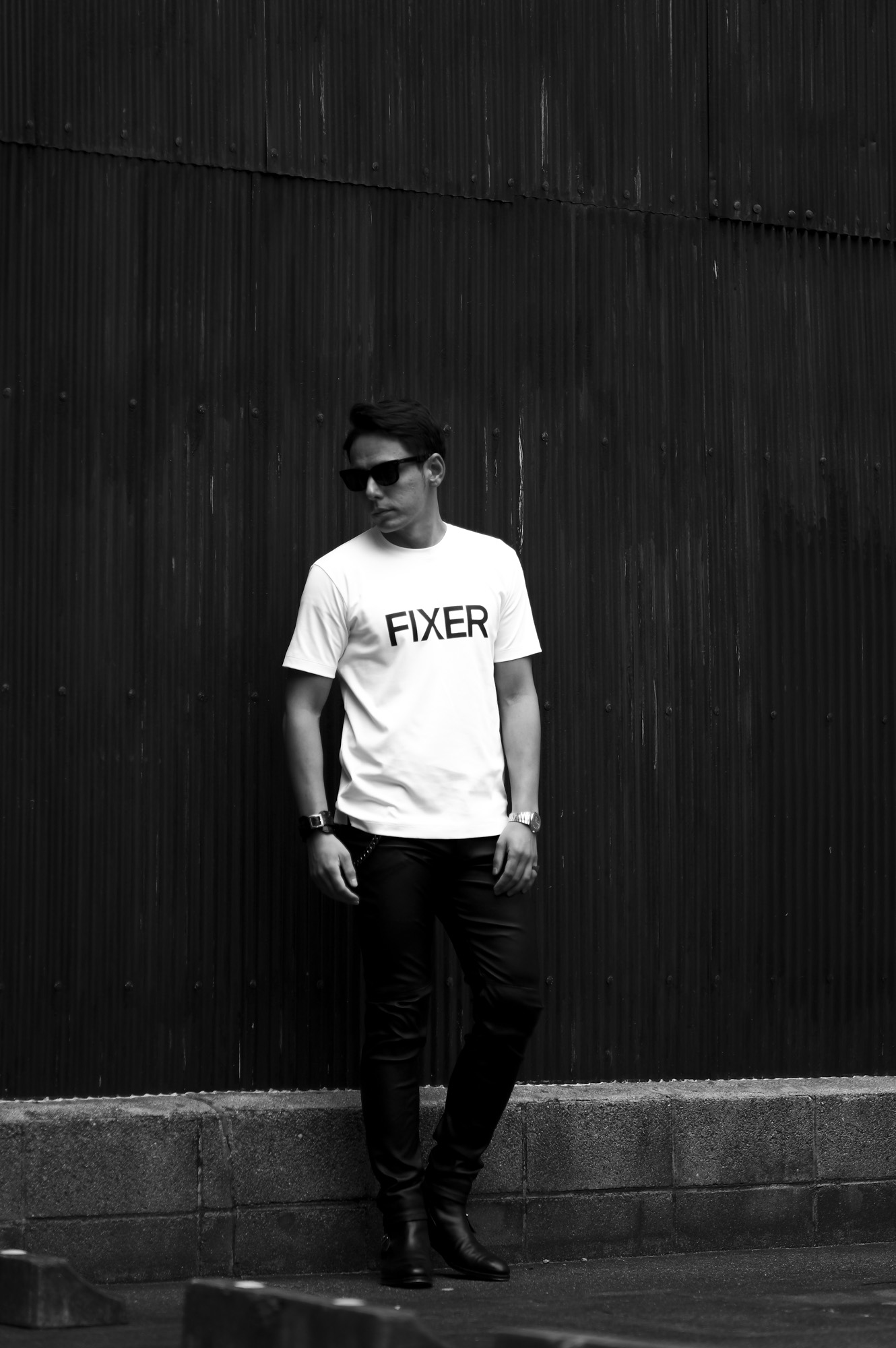 FIXER FTS-02 Print Crew Neck T-shirt WHITE 【Special Model】【東京限定】フィクサー プリントTシャツ ホワイト ブラックロゴ 愛知 名古屋 Alto e Diritto altoediritto アルトエデリット 東京限定