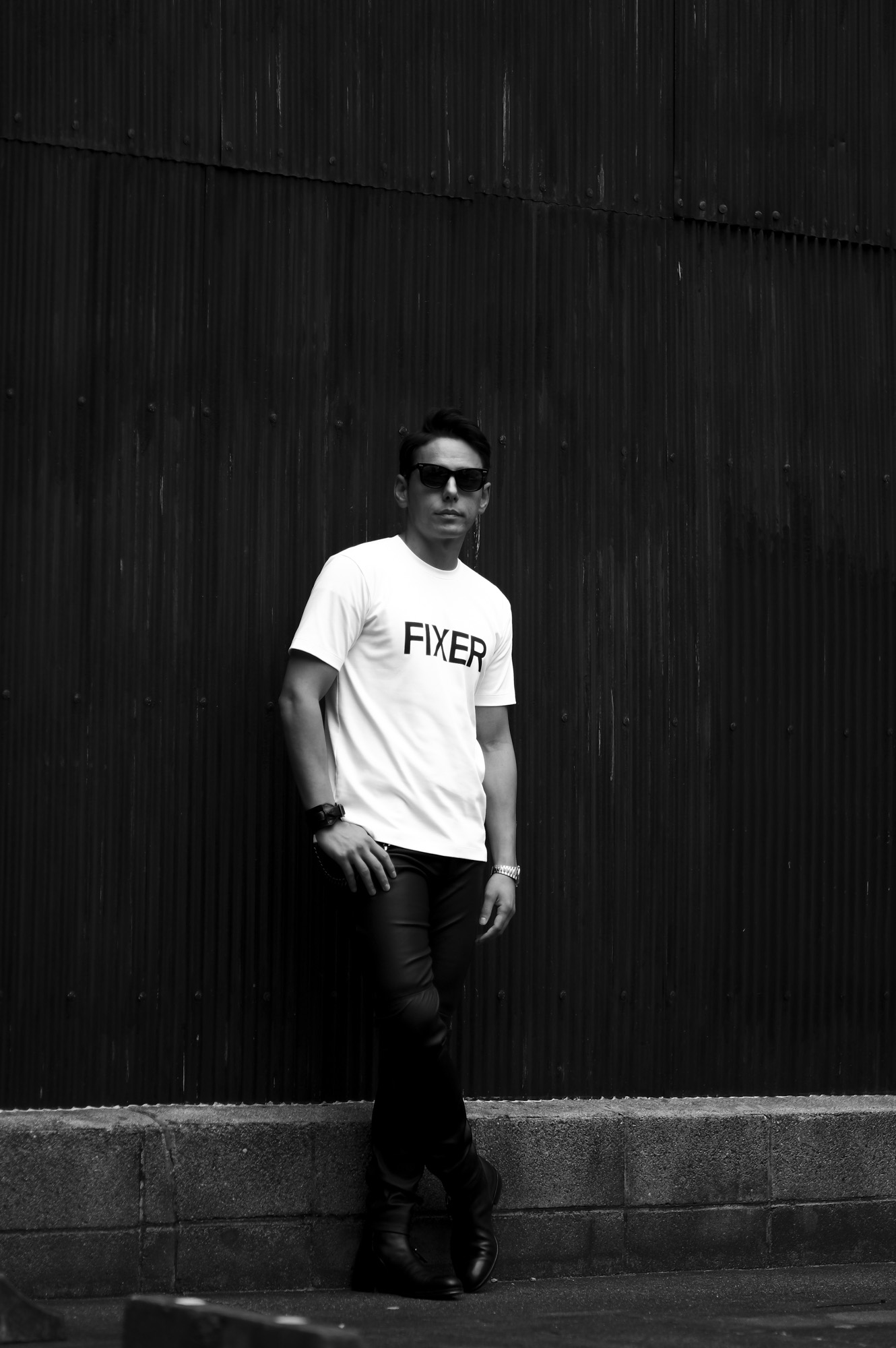FIXER FTS-02 Print Crew Neck T-shirt WHITE 【Special Model】【東京限定】フィクサー プリントTシャツ ホワイト ブラックロゴ 愛知 名古屋 Alto e Diritto altoediritto アルトエデリット 東京限定