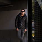 ISAMU KATAYAMA BACKLASH The Line (イサムカタヤマ バックラッシュ ザ・ライン) ITALY CALF DOWN JACKET T-232 (イタリー カーフ ダウンジャケット) 925 STERLING SILVER (925 スターリングシルバー) レザー ダウン ジャケット BLACK (ブラック) MADE IN JAPAN (日本製) 2022秋冬新作 【Special Model】のイメージ