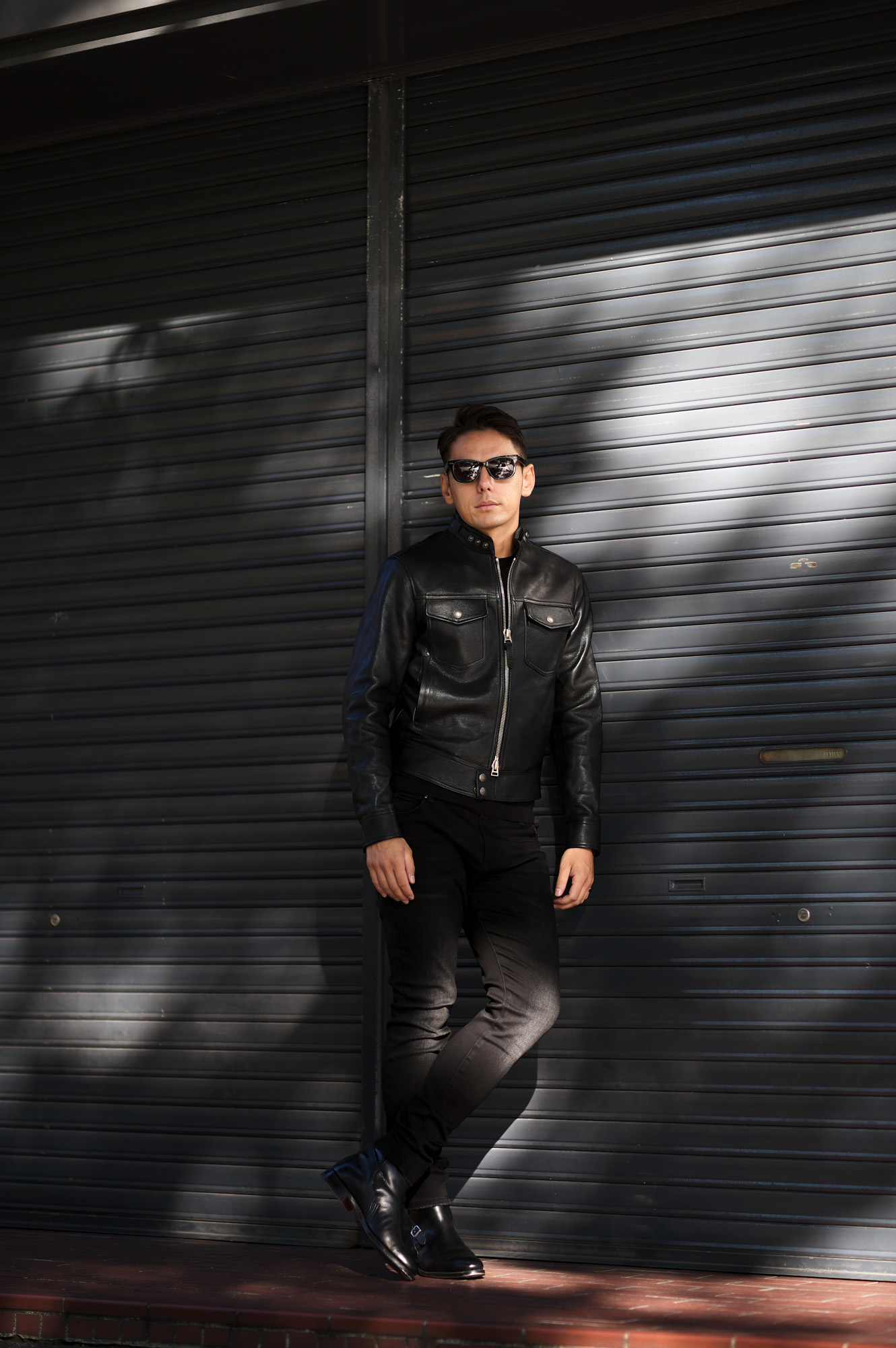 TOM FORD (トムフォード) GLOSSY GRAIN BIKER BLOUSON (グロッシー グレイン バイカー ブルゾン) カーフレザー シングル ライダース ジャケット BLACK (ブラック) Made in italy (イタリア製) 2022秋冬新作 愛知 名古屋 Alto e Diritto altoediritto アルトエデリット レザージャケット