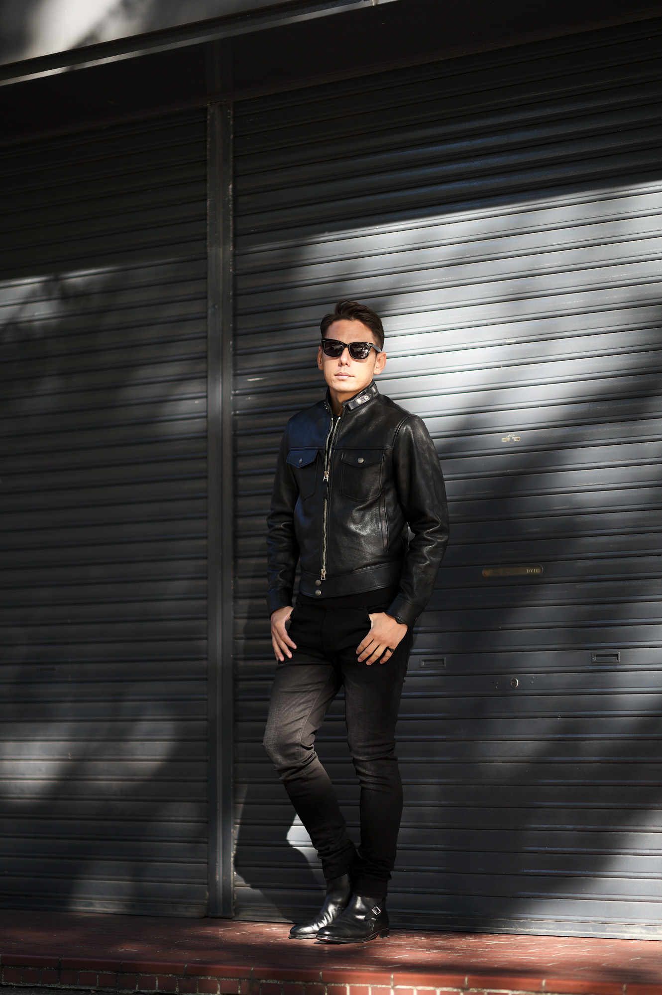 TOM FORD (トムフォード) GLOSSY GRAIN BIKER BLOUSON (グロッシー グレイン バイカー ブルゾン) カーフレザー シングル ライダース ジャケット BLACK (ブラック) Made in italy (イタリア製) 2022秋冬新作 愛知 名古屋 Alto e Diritto altoediritto アルトエデリット レザージャケット