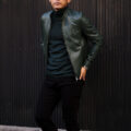 EMMETI (エンメティ) KELSO (ケルソ) Lamb Nappa Silk 0.7mm (ラムナッパシルク 0.7mm) レザージャケット シングルライダース ジャケット THYME SILVER(オリーブ × シルバー) Made in italy (イタリア製) 2023春夏 【Alto e Diritto限定】【Special Model】【ご予約受付中】のイメージ