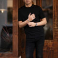 FEDELI(フェデリ) Crew Neck T-shirt (クルーネック Tシャツ) ギザコットン Tシャツ BLACK(ブラック・36) made in italy (イタリア製) 2023 春夏新作 【入荷しました】【フリー分発売開始】のイメージ