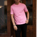 FEDELI(フェデリ) Crew Neck T-shirt (クルーネック Tシャツ) ギザコットン Tシャツ PINK(ピンク・152) made in italy (イタリア製) 2023 春夏新作 【入荷しました】【フリー分発売開始】のイメージ