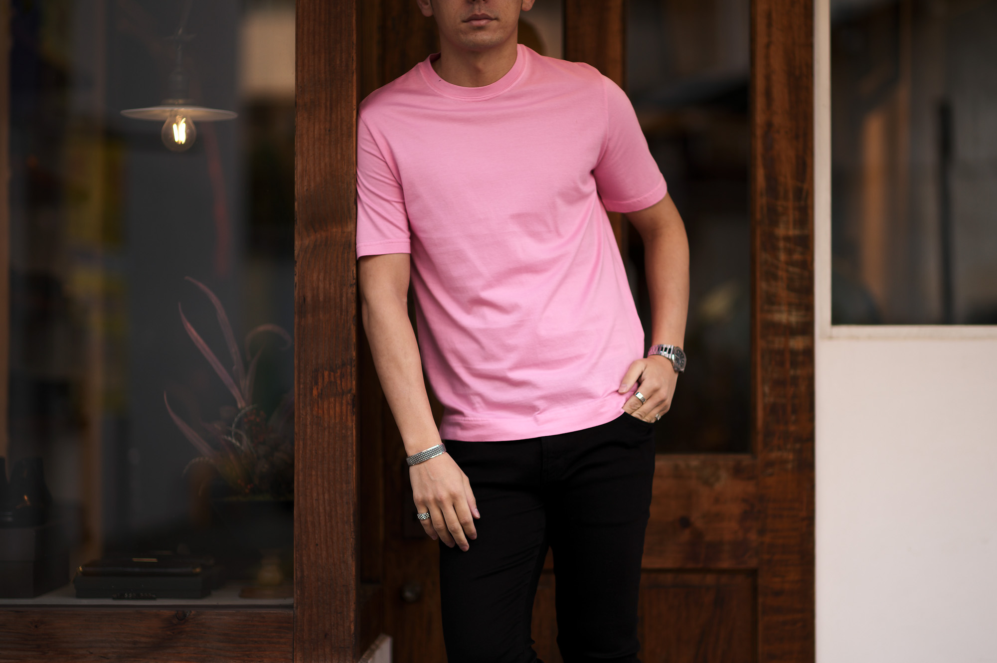 FEDELI(フェデリ) Crew Neck T-shirt (クルーネック Tシャツ) ギザコットン Tシャツ PINK(ピンク・152) made in italy (イタリア製) 2023 春夏 愛知 名古屋 Alto e Diritto altoediritto アルトエデリット Ｔシャツ 派手Tシャツ ホワイト ブラック ブラウン グレー グリーン ブルー ピンク ライム 半袖Tシャツ