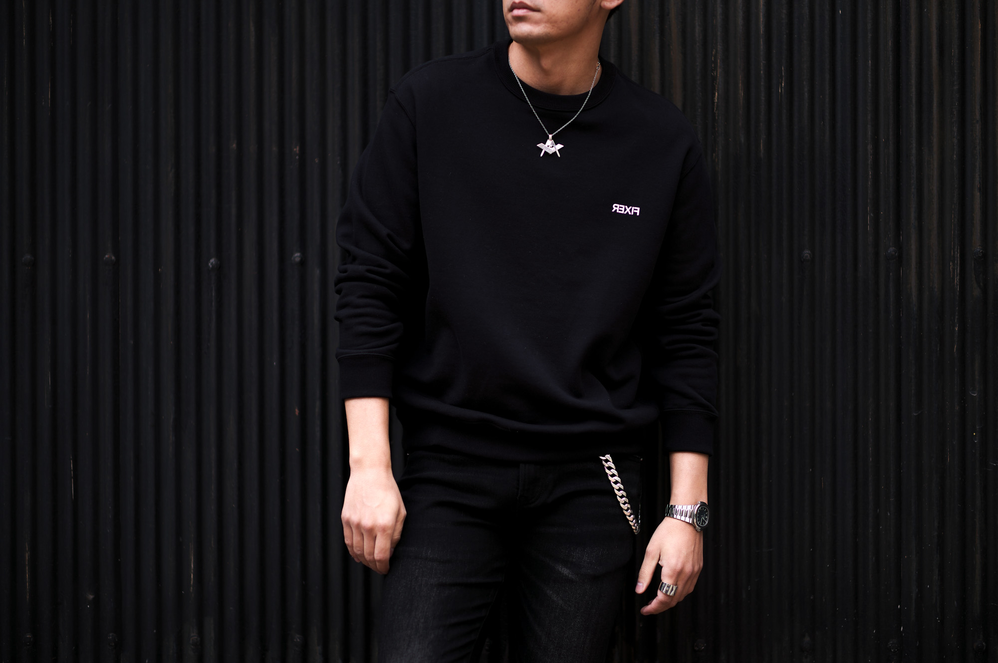 FIXER (フィクサー) FSW-01 One Point Reverse Print Sweatshirt スエットシャツ BLACK (ブラック) 【ご予約開始】【2023.1.20(Fri)～2023.2.05(Sun)】 愛知 名古屋 Alto e Diritto altoediritto アルトエデリット スウェット トレーナー