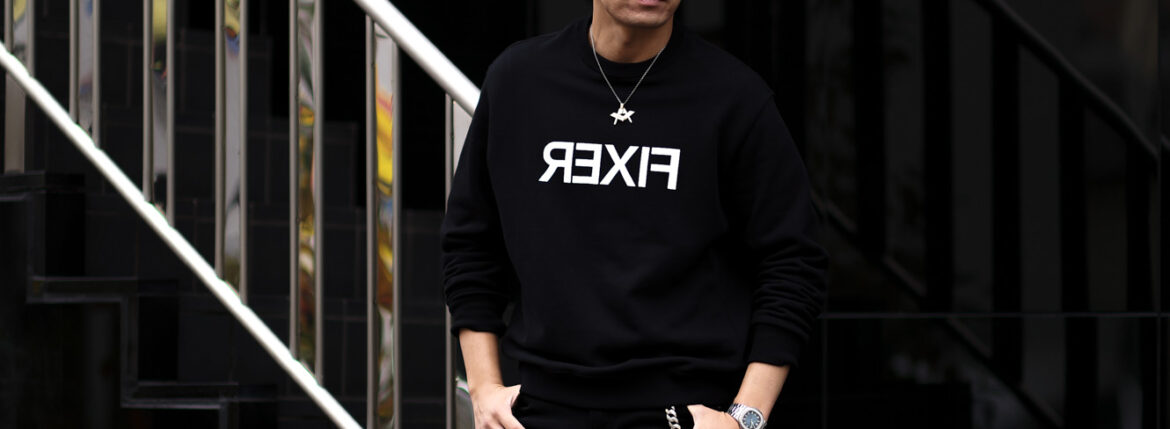 FIXER (フィクサー) FSW-03 Reverse Print Sweatshirt スエットシャツ BLACK (ブラック)のイメージ